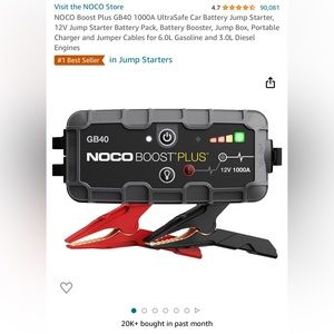 Brand New NOCO Boost Plus GB40 1000A UltraSafe Car Battery Jump Starter